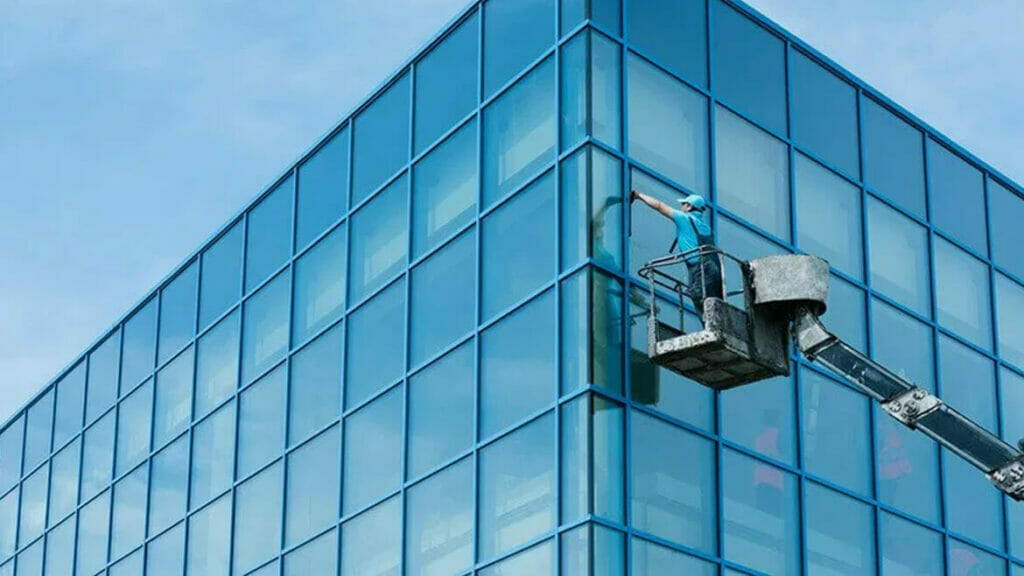 Construction Cleaning Service: Exterior Glass Cleaning by Professional