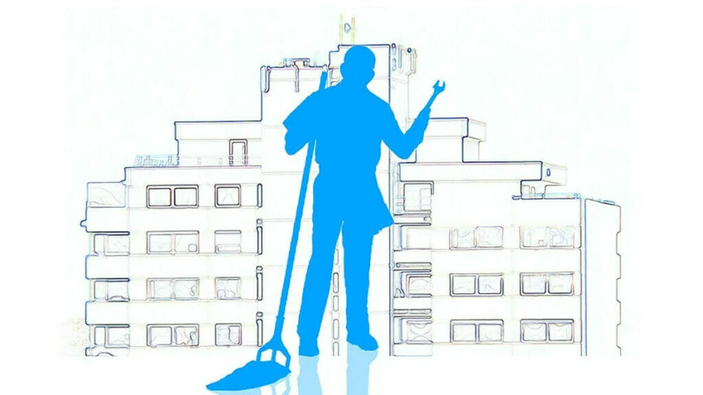 Facilities vs. Janitorial Services: Cleaner's Shadow and Building Sketch