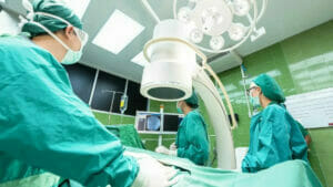 Healthcare Facility Cleanliness: Operating Room with Medical Team