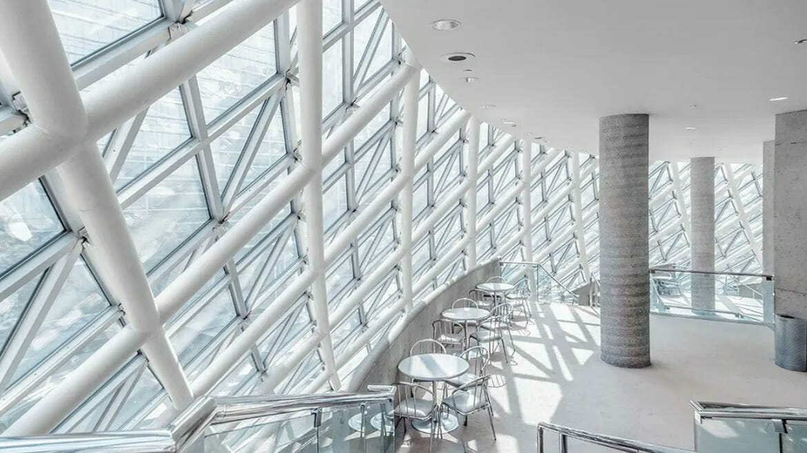 Office Cleaning in Denver: Modern Interior with Hexagonal Glass Wall