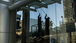 Successful Holiday Office Cleaning Service: Modern Office with Glass Ceiling Cleaning