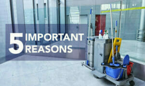 Clean and Well-Maintained Corridor with Cleaning Equipment, Representing 5 Important Reasons.