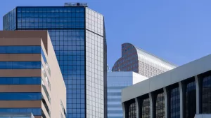 Spotless modern skyscrapers in Denver, maintained by 3Aclean commercial cleaning services.